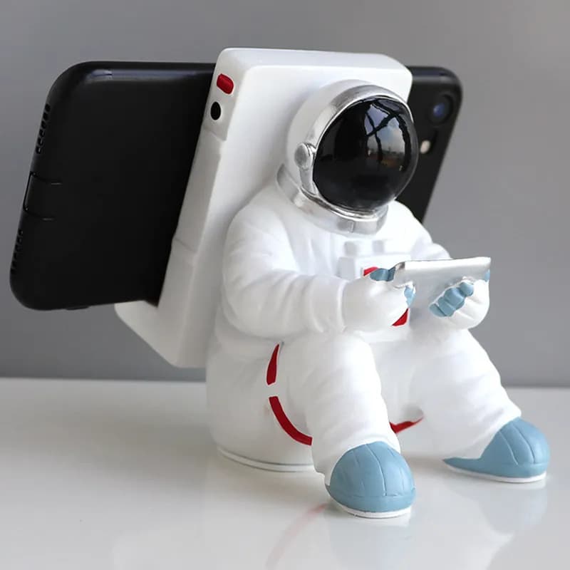 Supporto per telefono a tema spaziale con design astronauta, supporto regolabile per decorazioni da scrivania, regalo per gli amanti della tecnologia, amici e familiari