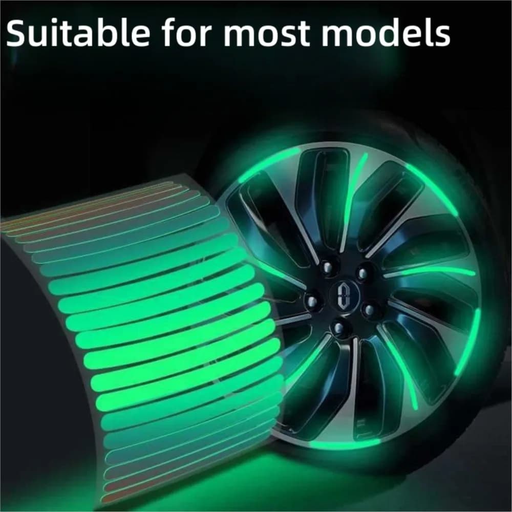 Adesivo riflettente per mozzo ruota per auto da 20 pezzi Strisce riflettenti per cerchioni luminose per guida notturna Adesivo per ruota moto per bici da auto