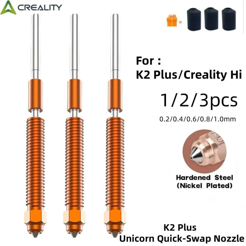 Creality K2 Plus Unicorn quick replacement nozzle kit 1/2/3 pieces, for 3D Creality K2 Plus printer (0,2/0,4/0,6/0,8/1,0 mm)
