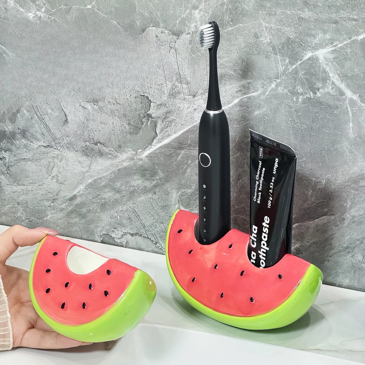 Watermelon Electric Toothbrush Shelves Bathroom Table for Washing Brush Ceramic Base Toothpaste holders for cartoon dishes