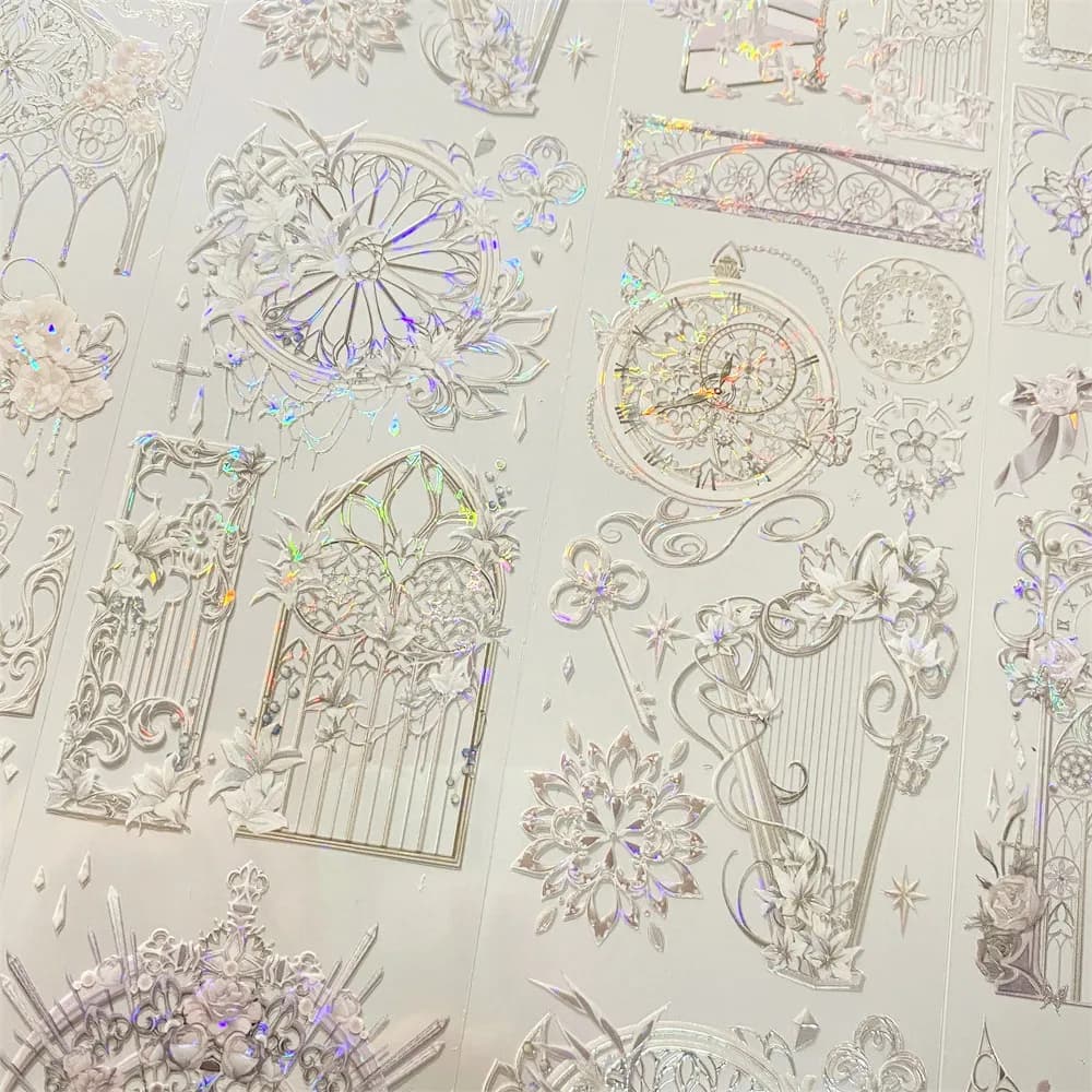 Pet Washi Tape H24 Flower Court Window Witch Sama Translucent Window Antique Scrapbook Decoration Sticker