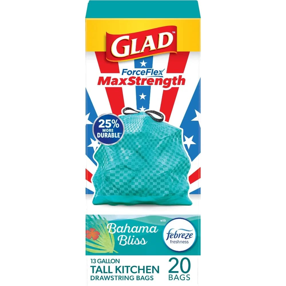13 Gallon Tall Kitchen Drawstring Trash Bags Heavy Duty 20 Count Strong and Durable Leak Proof Tear Resistant Wastebasket Liners for Standard Kitchen Bathroom Office Can Perfect Fit 13 Gal Trash Cans