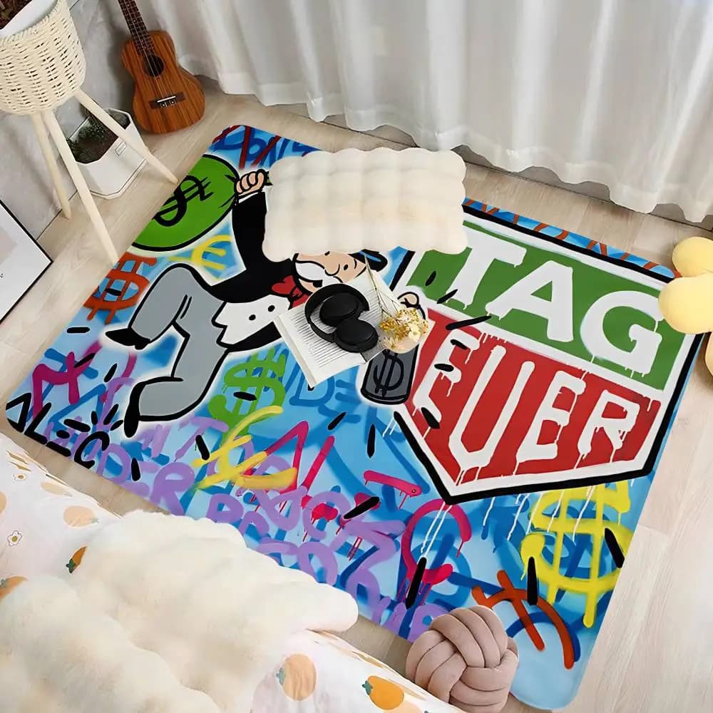 Tappetino d'ingresso Dollar Alec Monopoly in stile nordico, per camera da letto, soggiorno, balcone, antiscivolo, decorazione moderna per la casa