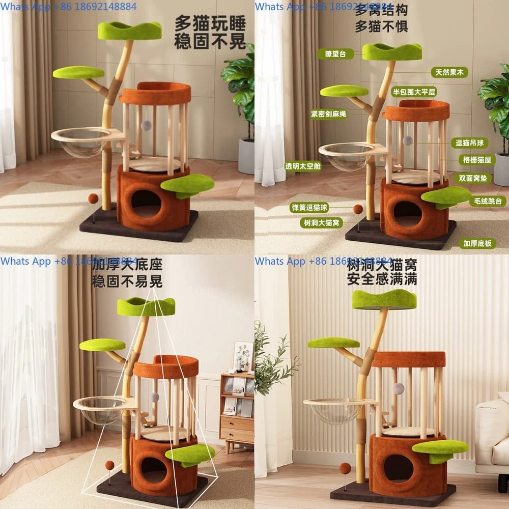 Grande albero per gatti con tiragraffi, amaca e nascondiglio per capsule per gatti multipli