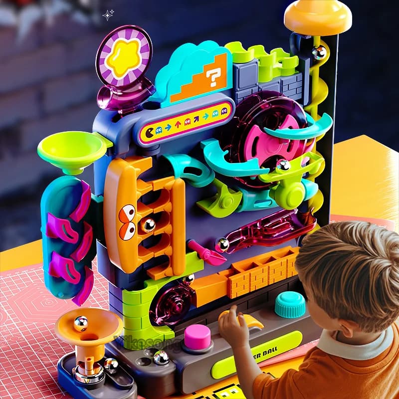Track Adventure Game Rail Rolling ball Modello Montessori Giocattoli educativi interattivi Bambini Brainrain Animali Giocattolo razzo spaziale