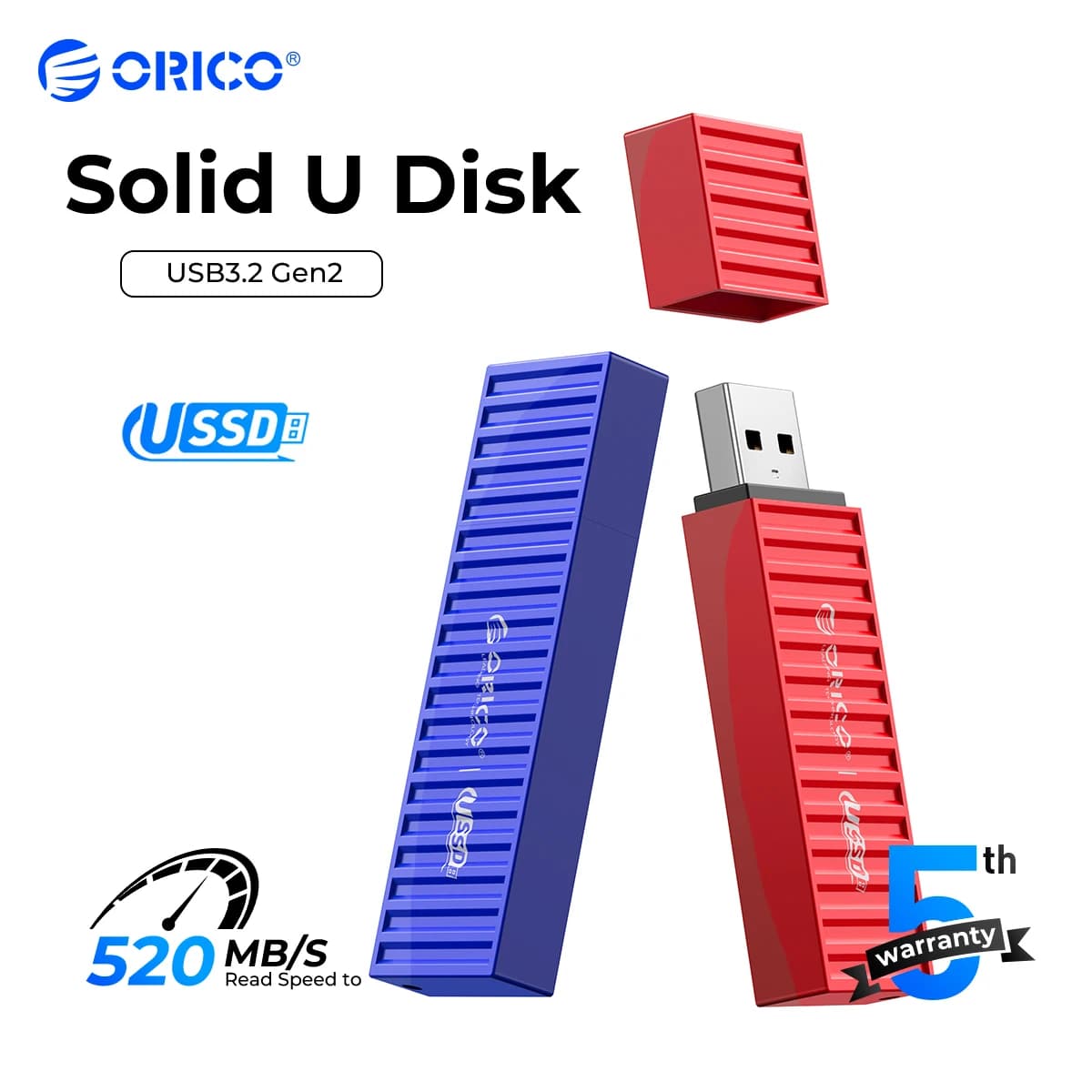 ORICO USSD Solid State U Disk 520 MB/S Flash Drive 128GB 256GB 512GB 1TB USB3.2 PenDrive Black Metal Container Design Hard Disk