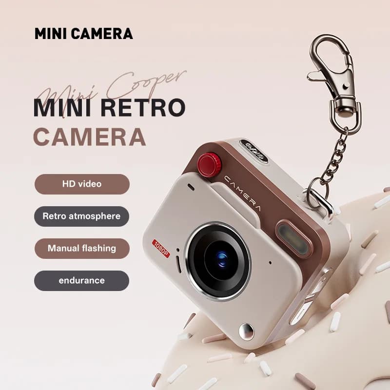 New CCD Retro Mini Digital Camera 1.77inch HD Student Campus Photo and Video High-definition Camera Keychain Boys Girls Gift