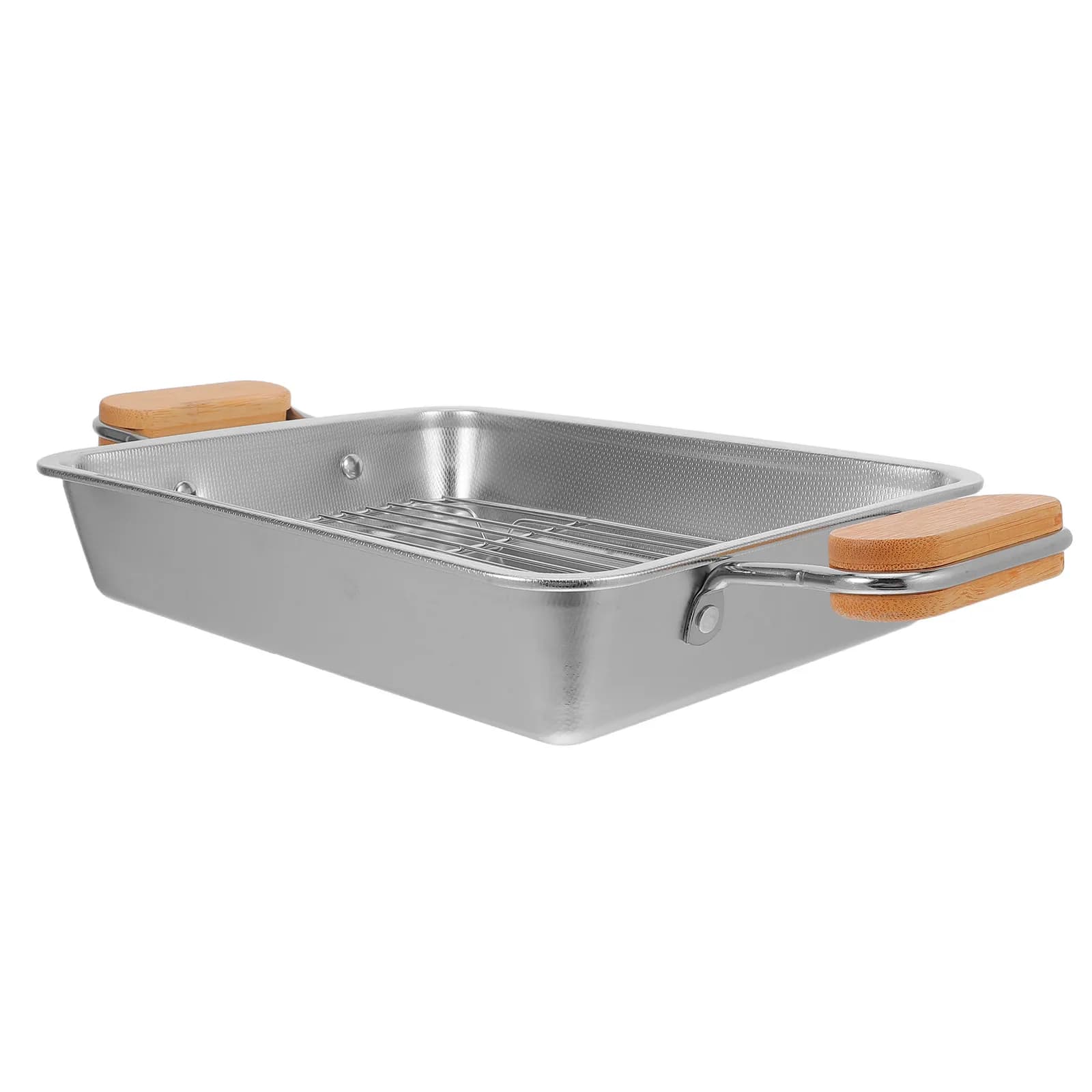 Set di 1 Griglia Rettangolare in Acciaio Inox 27x21x5cm con Rete per Grigliare, Friggere, Cuocere e Drenare l'Olio, Ideale per Barbecue e Arrosto