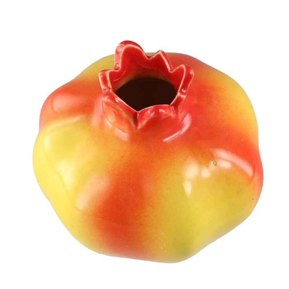 Decorative Vase Creative Flowers Vase Pomegranate Shaped No Holes Ceramic Vase Sturdy Handmade Hydroponics Plant Pot Office