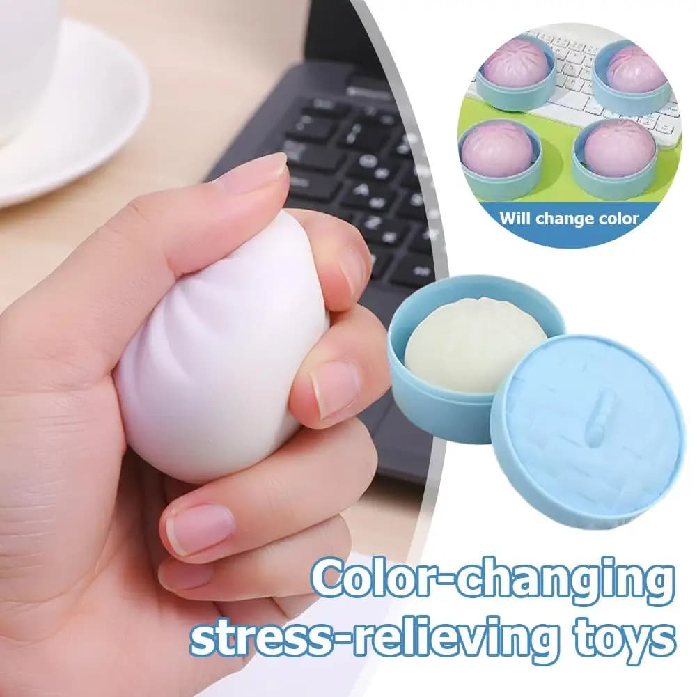 Palline Antistress a Forma di Raviolo, Giocattolo Sensoriale Fidget, Simulazione Cibo con Mini Vaporiera, Palline Spremibili per Alleviare lo Stress, Giocattolo da Mano 1/3/5 pezzi