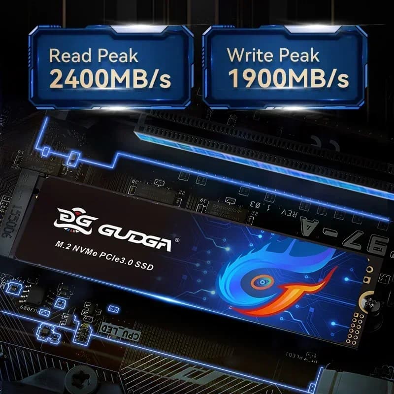 GUDGA M2 NVME SSD 128GB 256GB 512GB 1TB 2TB M.2 Ssd Speed 3500MB/s M.2 PCIe 3.0 Disk Solid State Drives for Hp Laptop Desktop