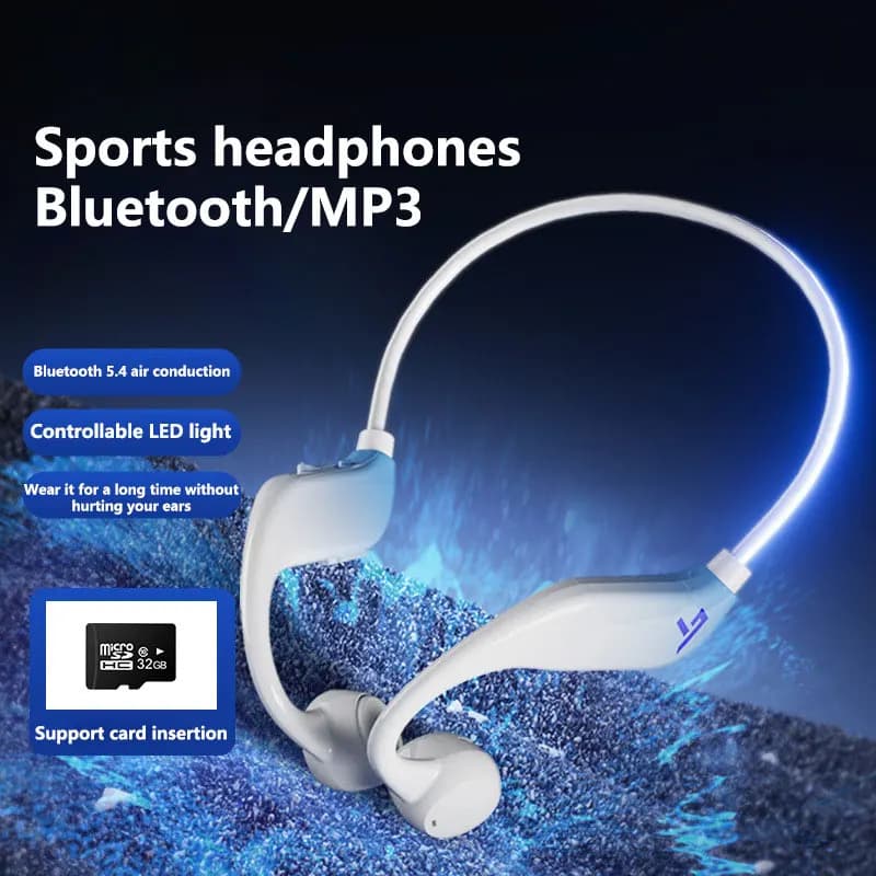 2026 New Air Conduction Headphones Bluetooth 5.4 Sports Headphones with LED Light Long Battery Life for Running Fitness Sports