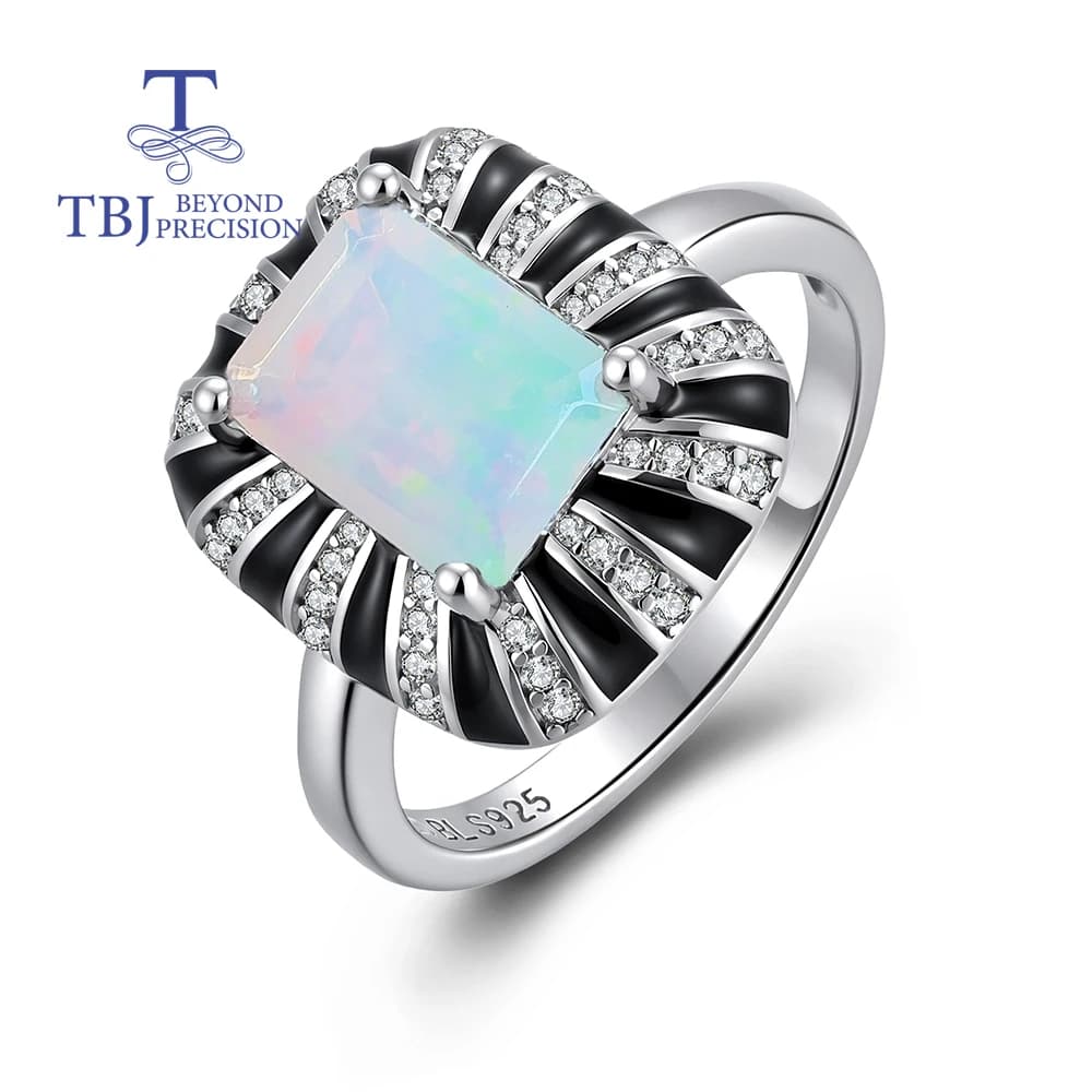 Elegant Opal Ring oct 7*9mm for Women Girls 925 sterling Silver Jewelry Light Luxury Gift