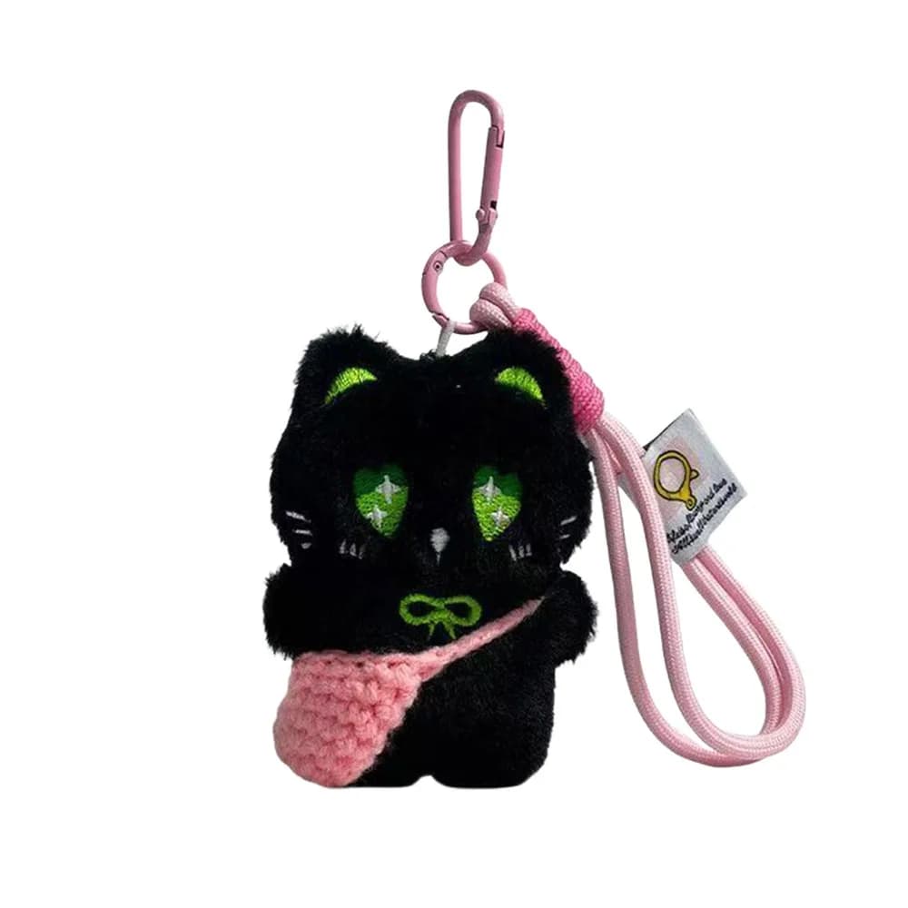 Portachiavi Gatto Nero Carino, Ciondolo Morbido a Forma di Gattino per Chiavi Auto, Regalo per Bambini