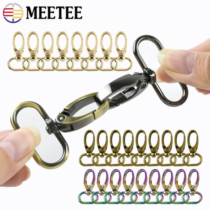 10 Pezzi Moschettoni Girevoli in Metallo da 13-38mm per Cinghie Borsa, Portachiavi, Ganci a Scatto per Borse, Accessori Hardware