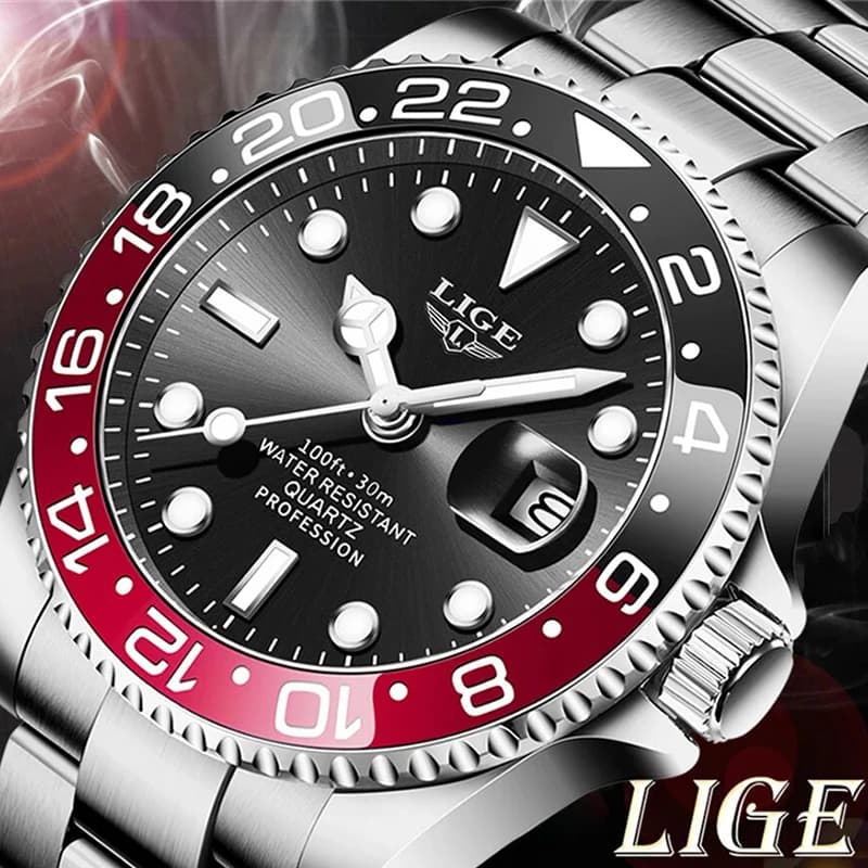 LIGE 2026 Men's watches business formal luxury quartz wristwatch luminous calendar fashion Gift watches for men reloj hommes+BOX