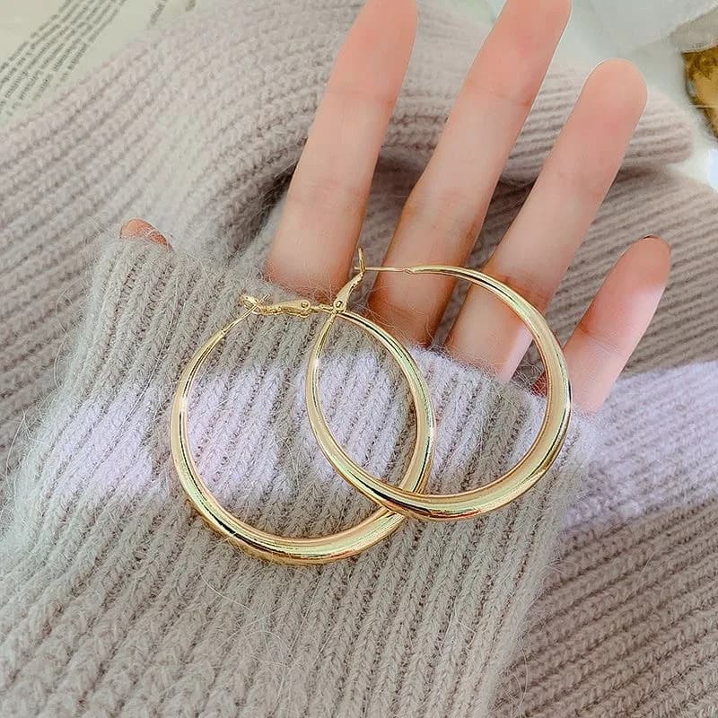 Orecchini a Cerchio Classici Semplici Geometrici Grandi in Acciaio Inossidabile per Donna, Orecchini da Sposa a Cerchio Esagerato, Accessorio Gioiello