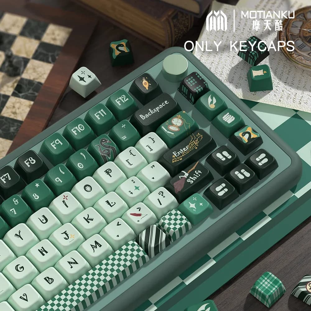 SLYTHERIN Tema Cherry/Profilo MDA Copritasti tastiera meccanica 7U ISO Cartoon Copritasto personalizzato per geek e giocatori