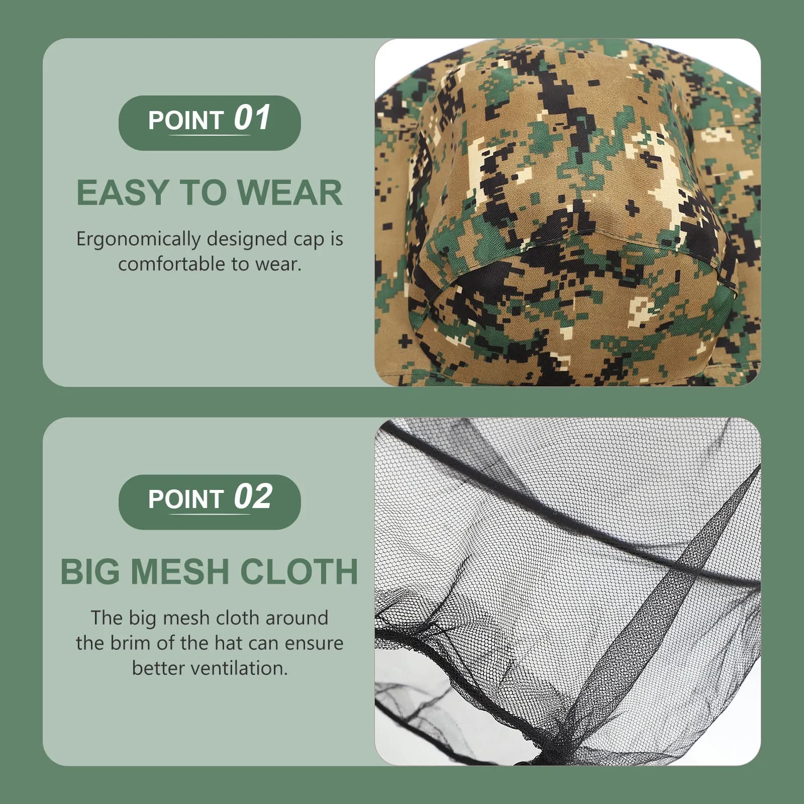 2Pcs Outdoor Mosquito Net Hat Fishing Head Cover Exquisite Workmanship Breathable Mesh Sun Protection Cap Free Size Neck