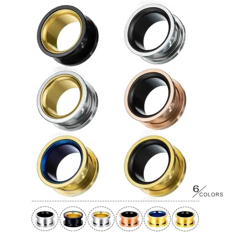2Pc Stainless Steel Double Flared Ear Gauges Tunnels Plugs Flesh Expander Earrings Body Piercing Jewelry for Women Men 2G-13/16"