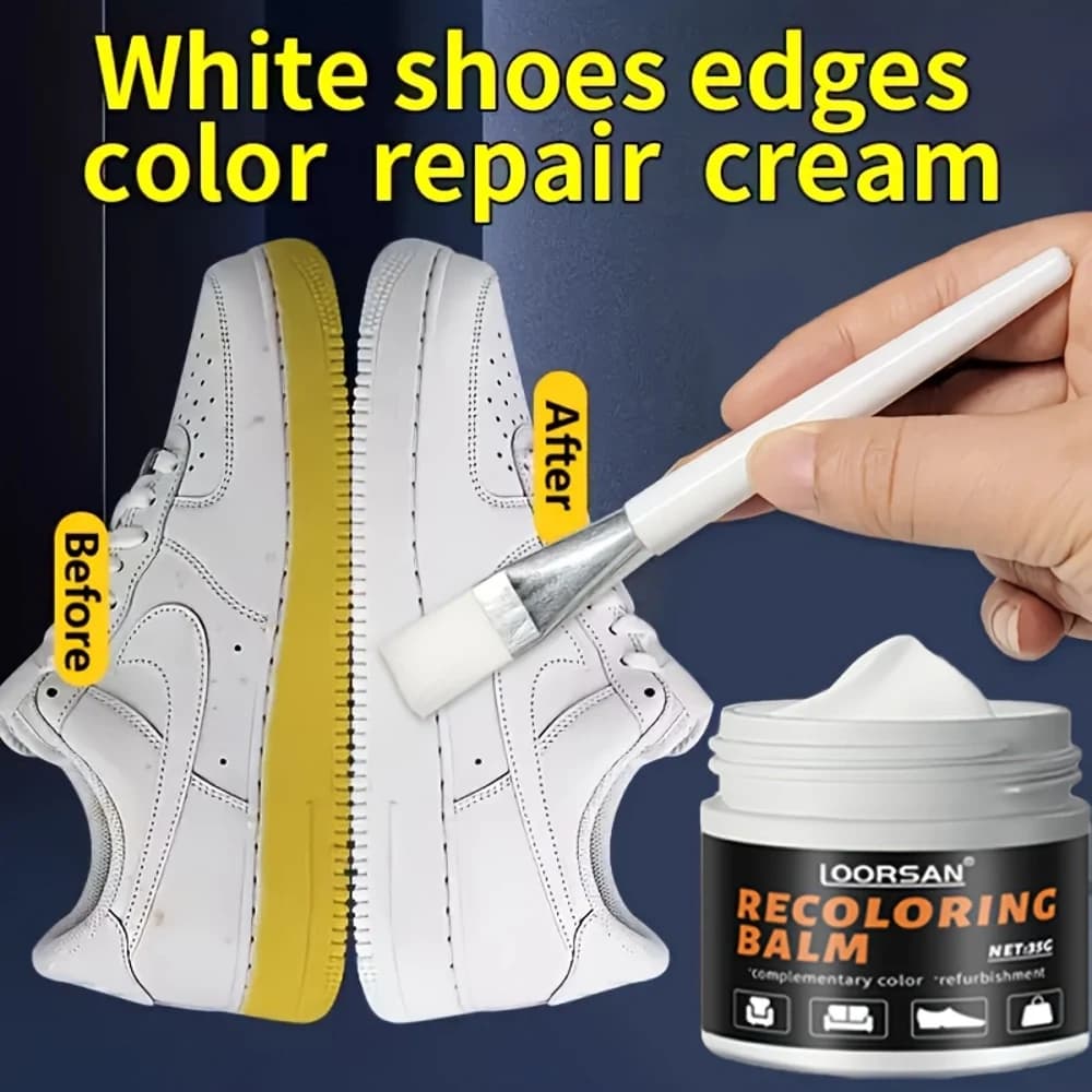 LOORS New white shoes edge restorer 35 g - Professional cream for repairing sneakers, boots, skin, easy to apply