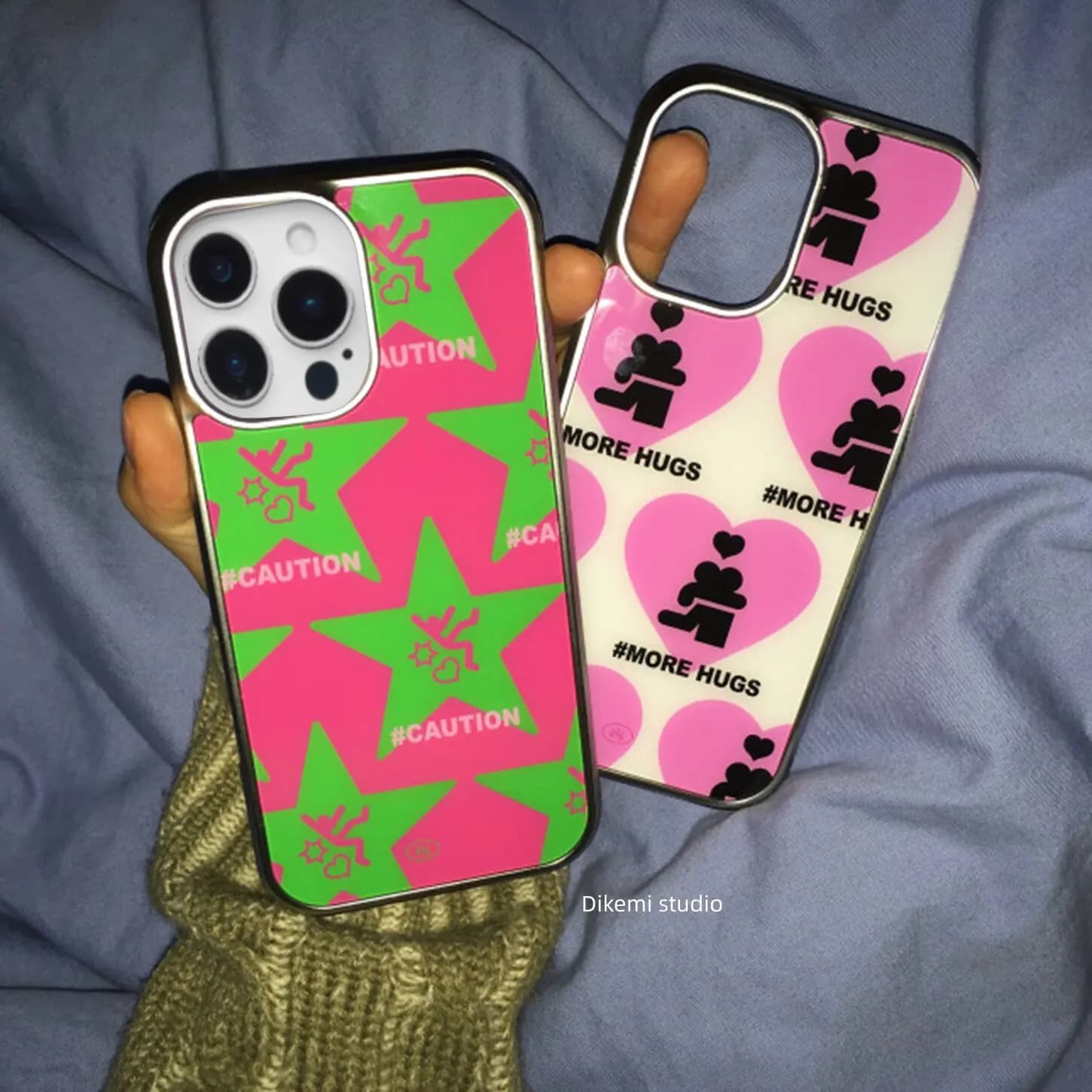 Korean Ins Pink Heart "MORE HUGS" Electroplated Drip Glue Phone Case For iPhone 17 Air 16 Pro Max 15 14 Plus 13 12 11 Back Cover