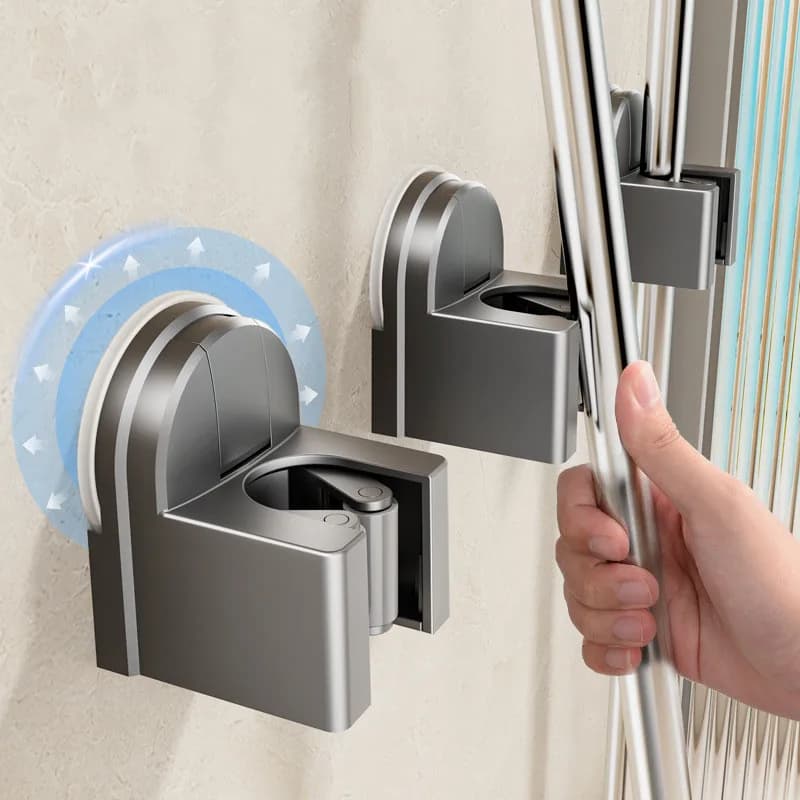 1/3pcs Suction Cup Mop Clip Holder Wall Mounted Mop Brush Broom Hanger Fixed Hooks Rack Kitchen Bathroom Organizer Accessories