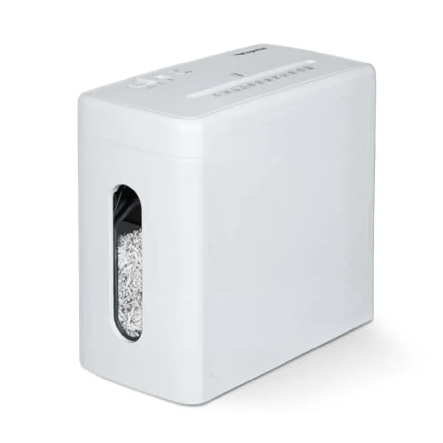 Distruggidocumenti Silenzioso 40dB per Casa, Taglio Incrociato 10 Fogli, Distruggidocumenti per CD/Carte di Credito, Cestino da 2,6 Galloni, Alta Sicurezza P-4, Bianco