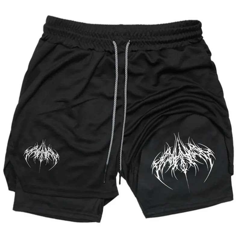 Men Fashion 2-in-1 Shorts Training Fitness Phone Pocket Summer Breathable Double-layer Quick-dry Workout Jogging Gym Sportswear