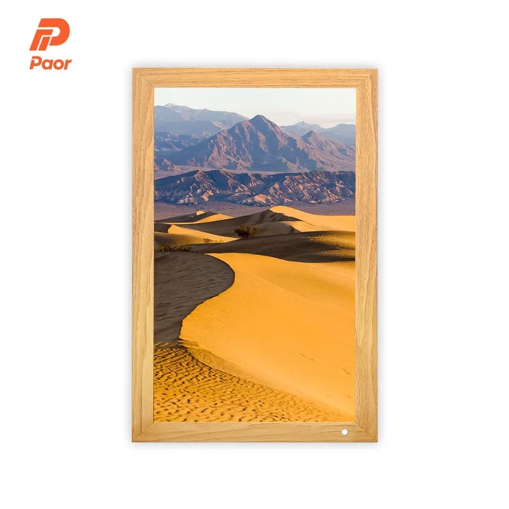 21.5 Inch WiFi Digital Photo & Video Frame With Touch Screen Clock HD LCD Screen Wooden Frame For Home Decoration