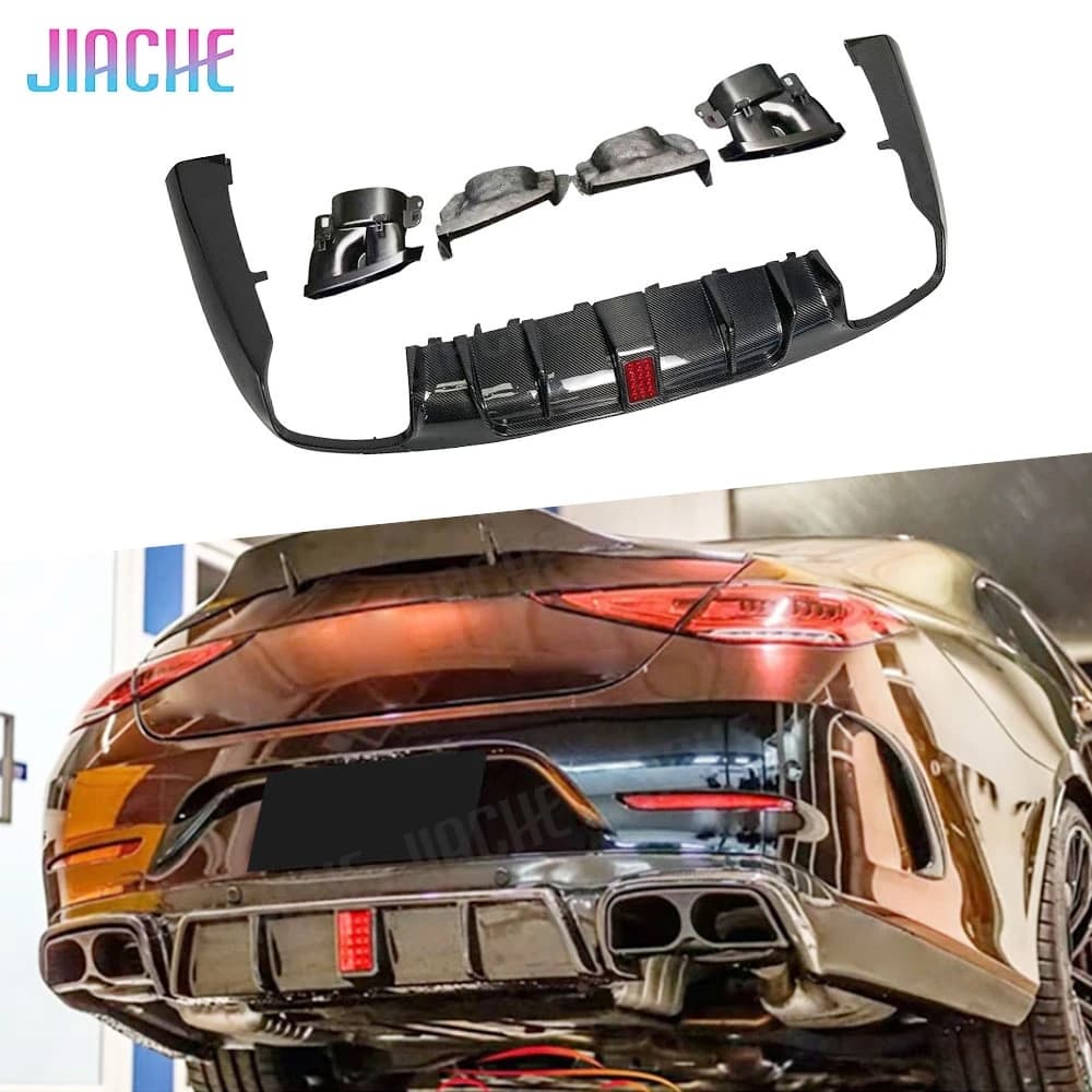 Diffusore posteriore per paraurti auto in fibra di carbonio JIACHE per Mercedes Benz Classe CLS C257 CLS260 300 350 450 CLS53 per AMG dal 2019 in poi