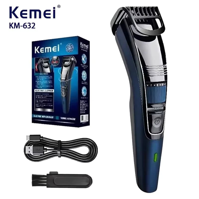 Kemei 632 Regulabarba e Tagliacapelli di Uomo Reloadable 0.5-10mm, for Barba, Baffi e Peli del Viso