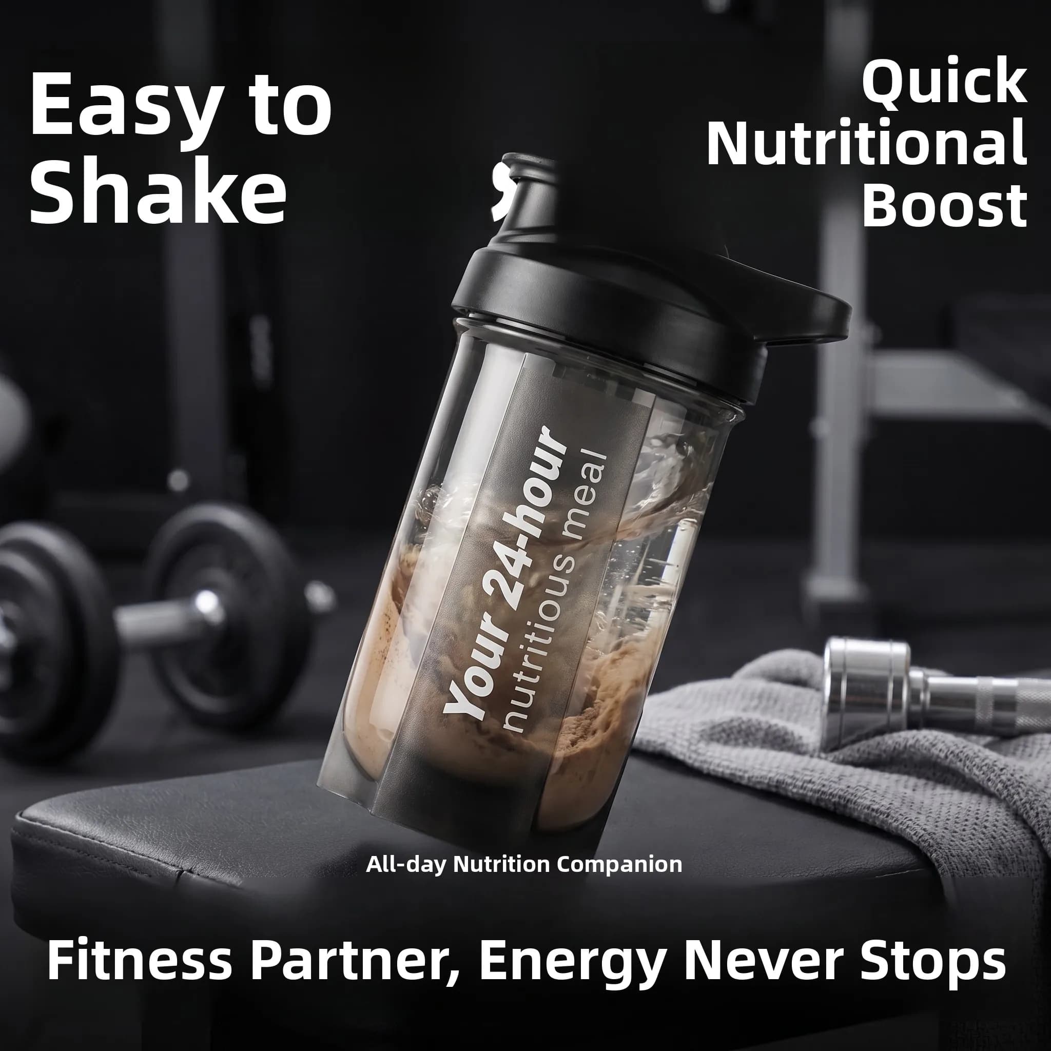 Shaker per Proteine Fitness, Borraccia Portatile per Frullati Resistente alle Alte Temperature, Stile Americano, in Materiale Alimentare