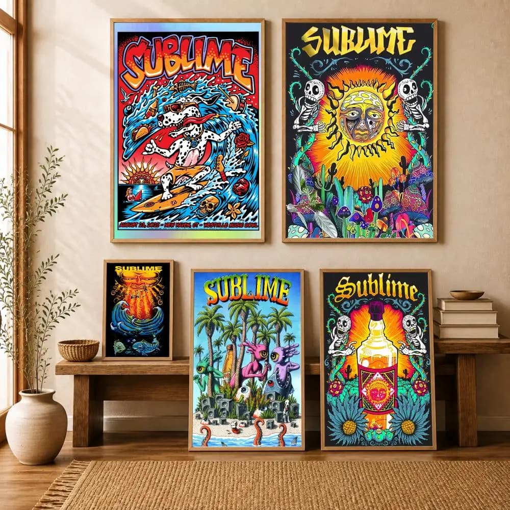 Metal Punk S-Sublime Band Poster Modern Home Living Bedroom Bar Hallway Waterproof Wall Art Aesthetic Decor