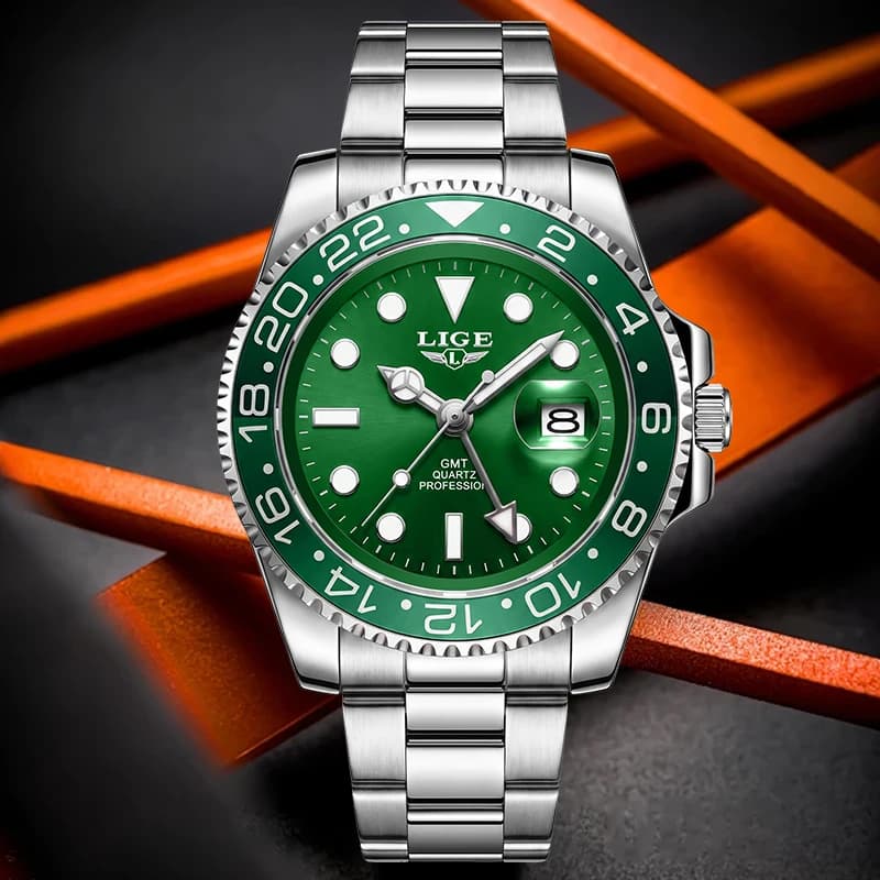 LIGE Fashion Man Watch Outdoor Sport Luxury Stainless Steel Band Date Display Waterproof Luminous Casual Classic Watches for Man