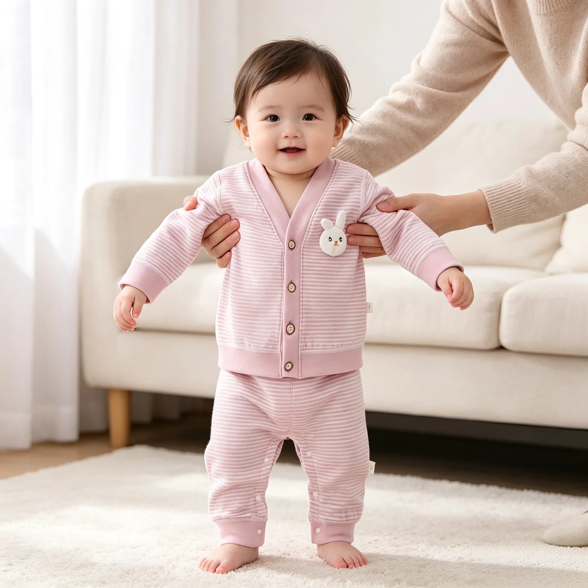 Autumn New Striped Kid 2Pcs Set Cute Cartoon Open Front Boys and Girls Underwear Baby Daily Outdoor Wear Kid's Clothing for 0-3Y
