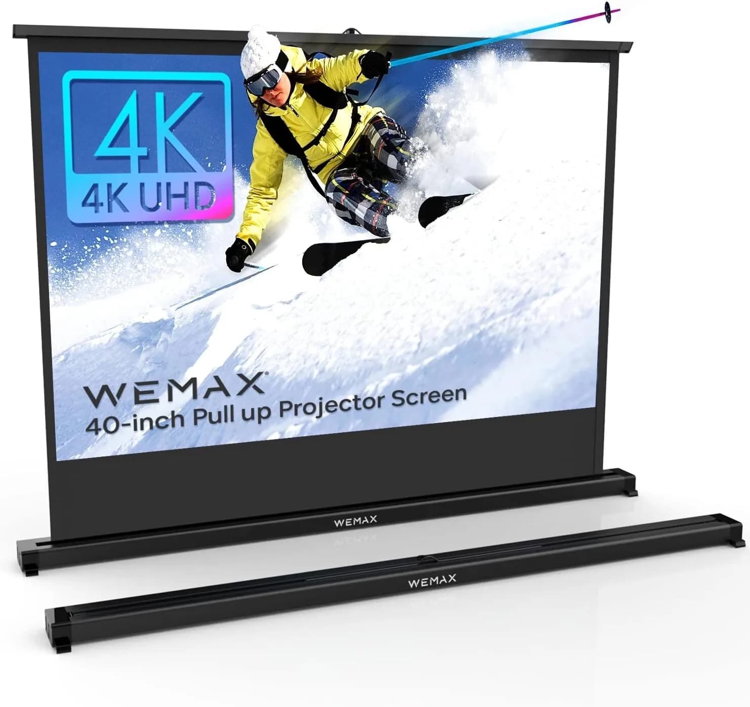 WEMAX Schermo per proiettore portatile da 40" HD 16:9, supporto estraibile da tavolo pieghevole per