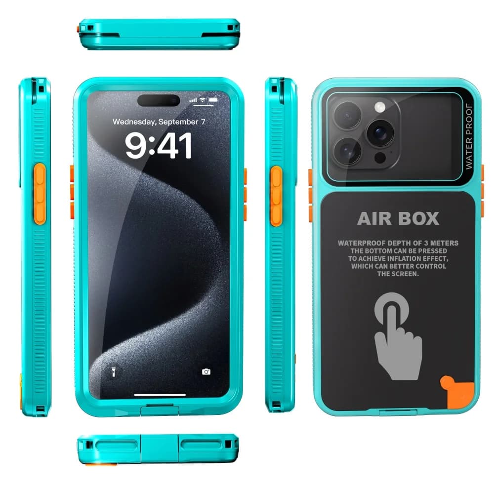 AIR BOX waterproof housing for iPhone 11 12 13 14 15 Pro Max Plus Outdoor sports sealed snorkeling bag Swimming Dive Case
