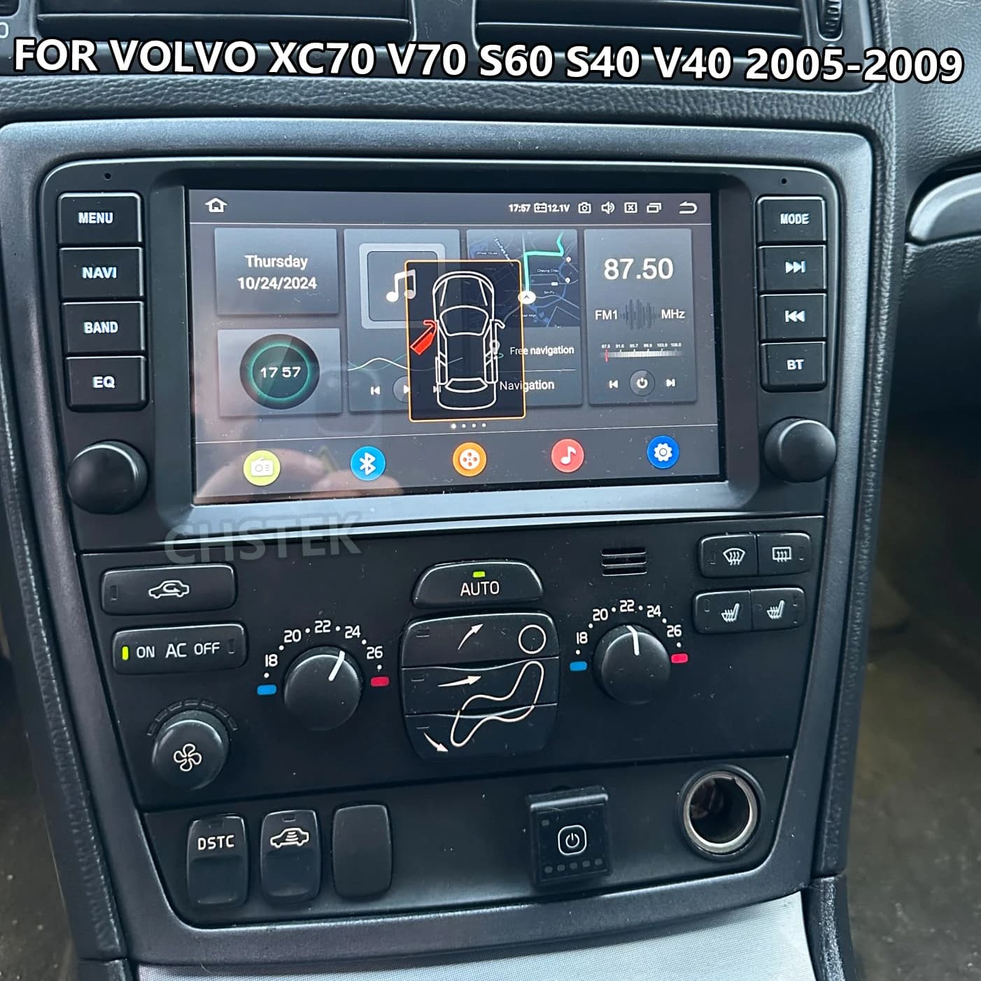 CHSTEK Car Radio For Volvo S60 S40 XC70 V70 V40 2005-2009 Navigation Bluetooth Wireless Carplay Android WIFI 4G Stereo Screen