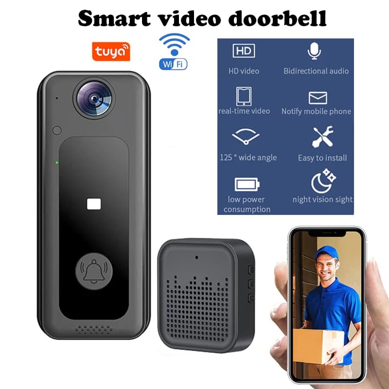Campanello intelligente wireless WIFI con telecamera citofono vocale bidirezionale remoto campanello video domestico per visione notturna per la sicurezza familiare