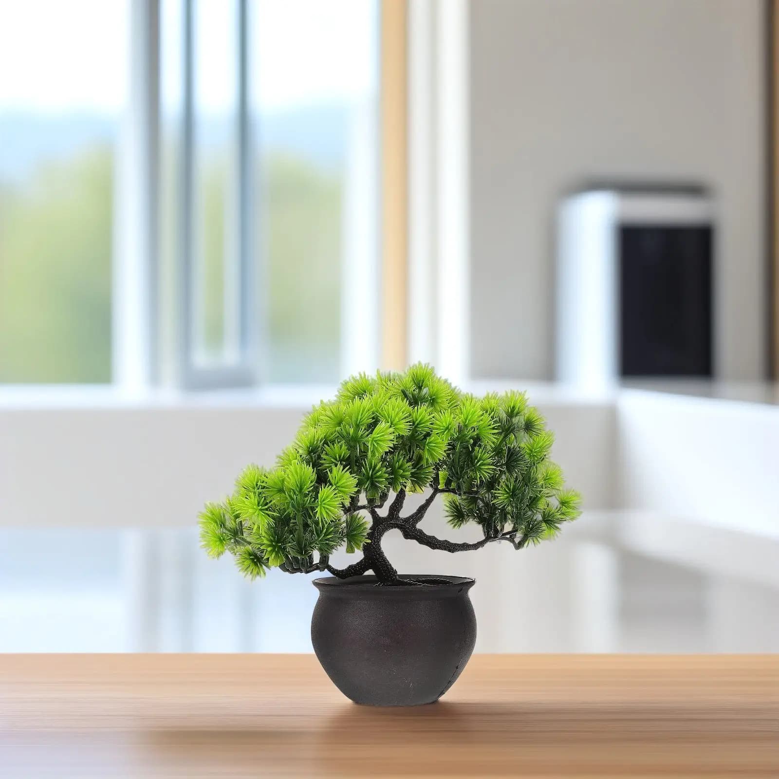 Mini Realistic Artificial Pine in Vase, Small Bonsai Finto for Decorating Desk Bedroom, Fined Plants for Interior