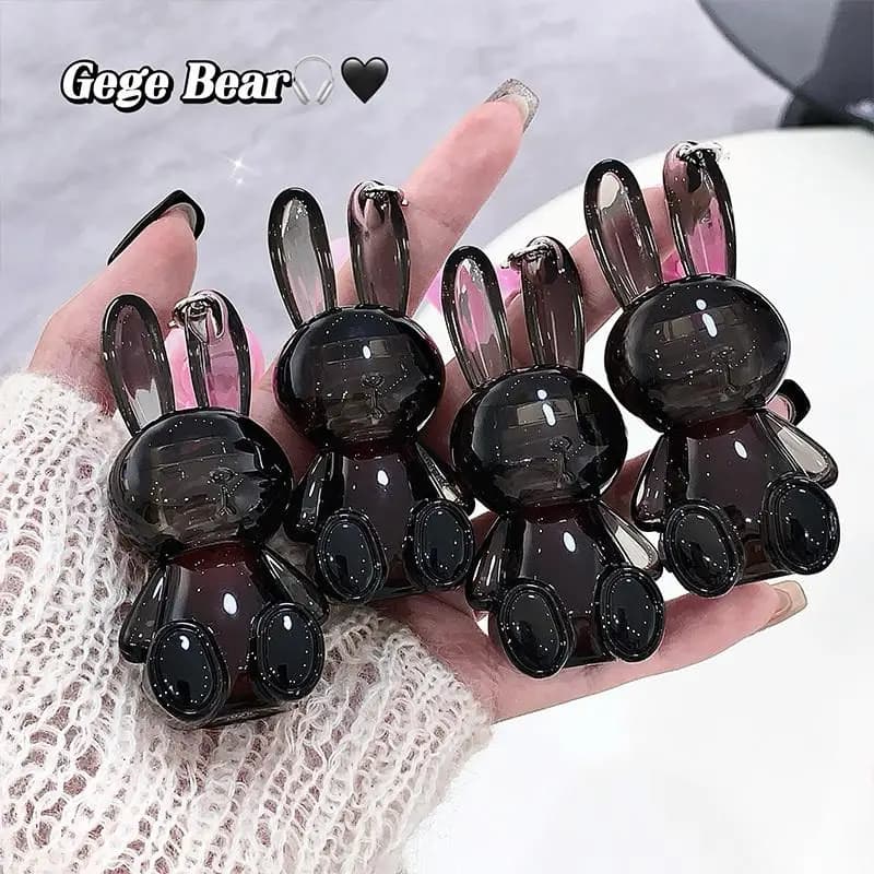 1Pc Gege Bear Black Rabbit Water Gloss Lip Glaze Keychain Mirror Idratante per labbra carnose, colorato, non si attacca facilmente alla tazza