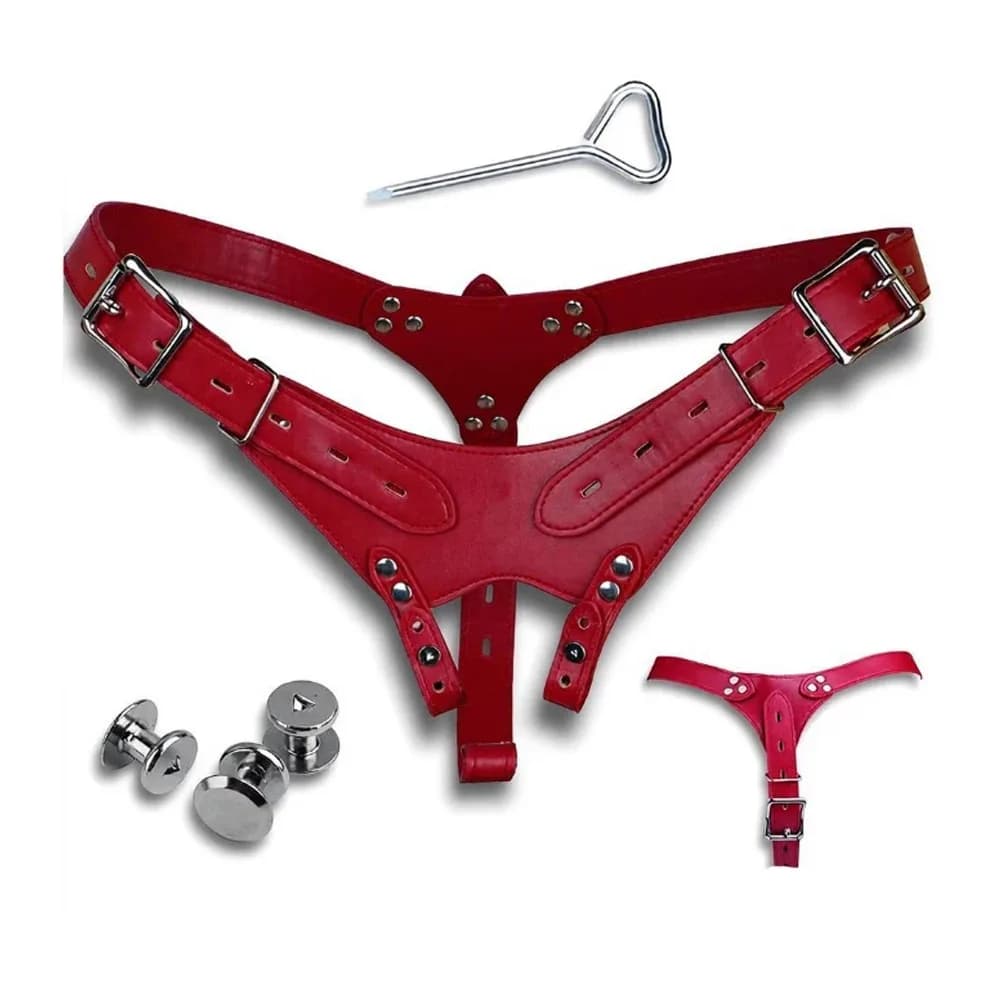 PU Leather Chastity Belt For Metal Penis Lock Cage Auxiliary Harness Belt Underwear Chastity Accessories BDSM Men Sex Toys