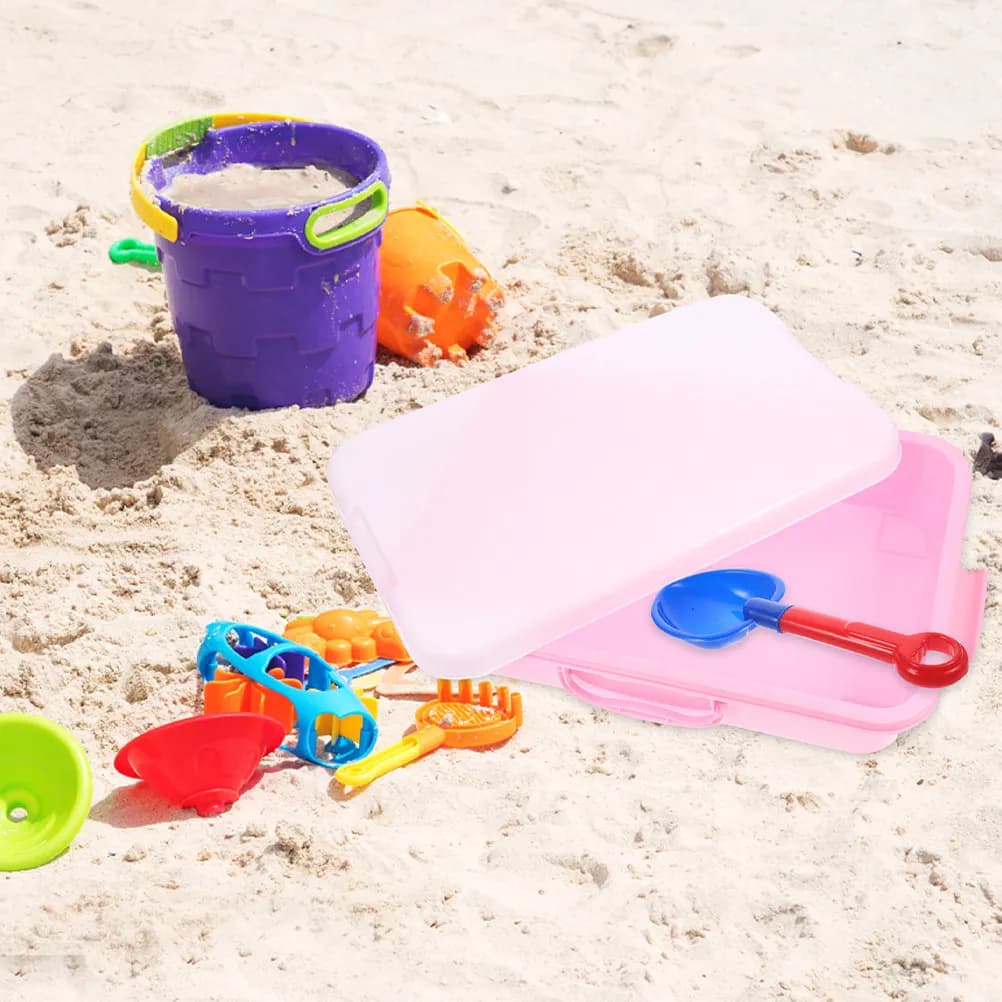 Set di 2 Contenitori Portatili per Sabbia in ABS con Coperchio, per Giochi Sensoriali dei Bambini, Uso Interno ed Esterno, Montessori