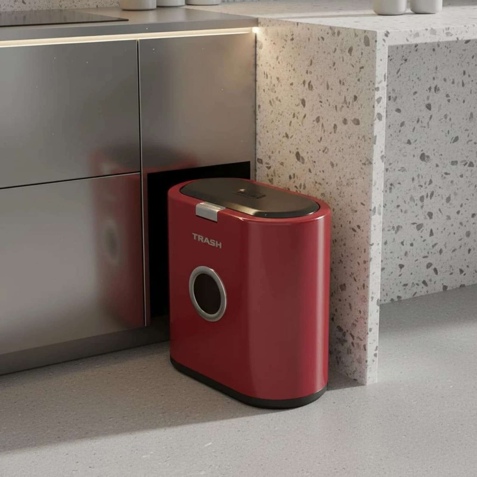 Slim Trash Bin Double Inner Container Press Lid Trash Can Narrow Slim Bin Space Saving Plastic Waste Basket Easy to Clean
