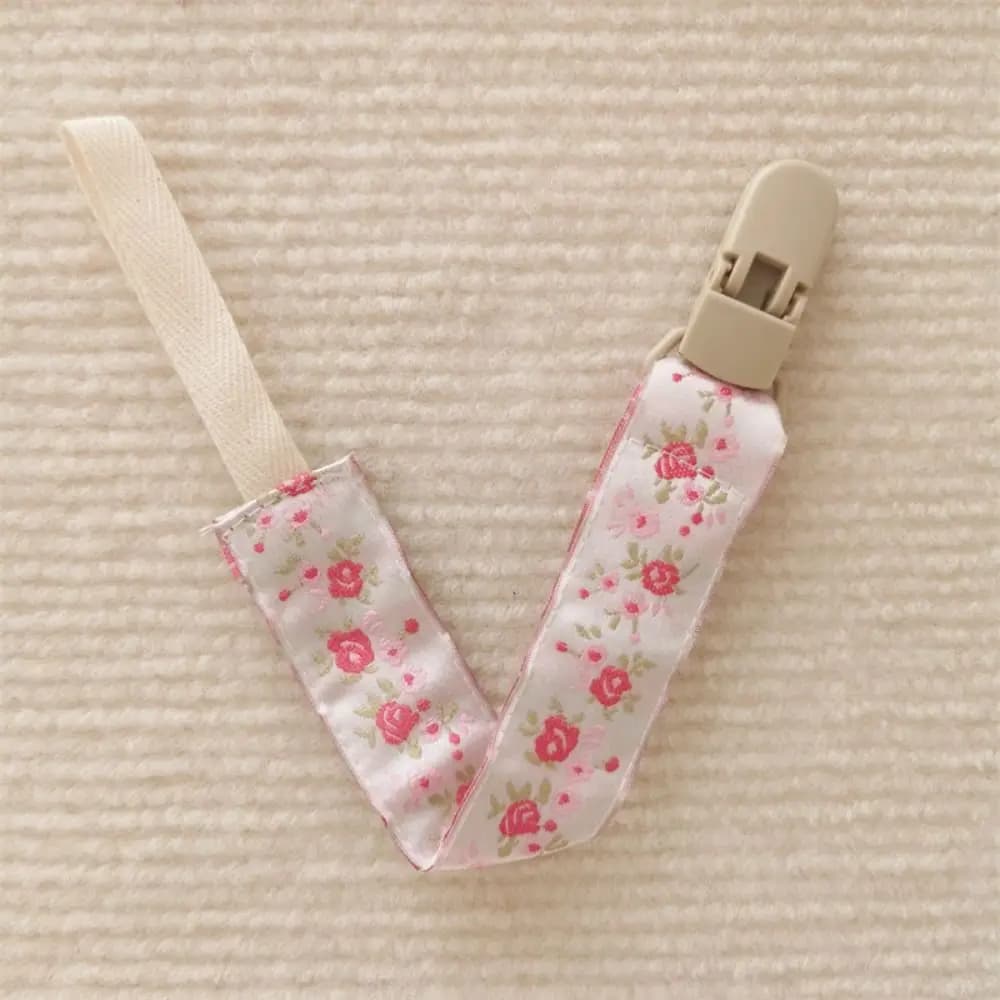 Stile etnico Panno per bambini Catena per ciuccio Floreale Massaggiagengive Giocattoli Cinghie Porta succhietto Clip fittizie regolabili Porta capezzoli Clip per bambino