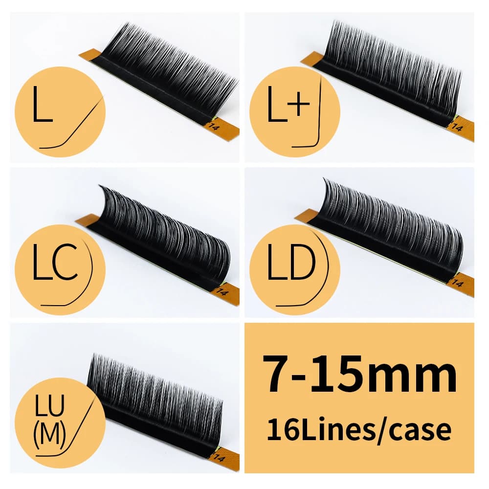 GLAMLASH L +/LC/LD/LU(M)/N Curl 7 ~ 15mm MIX 16 righe/custodia estensione ciglia visone ciglia singole ciglia finte morbide
