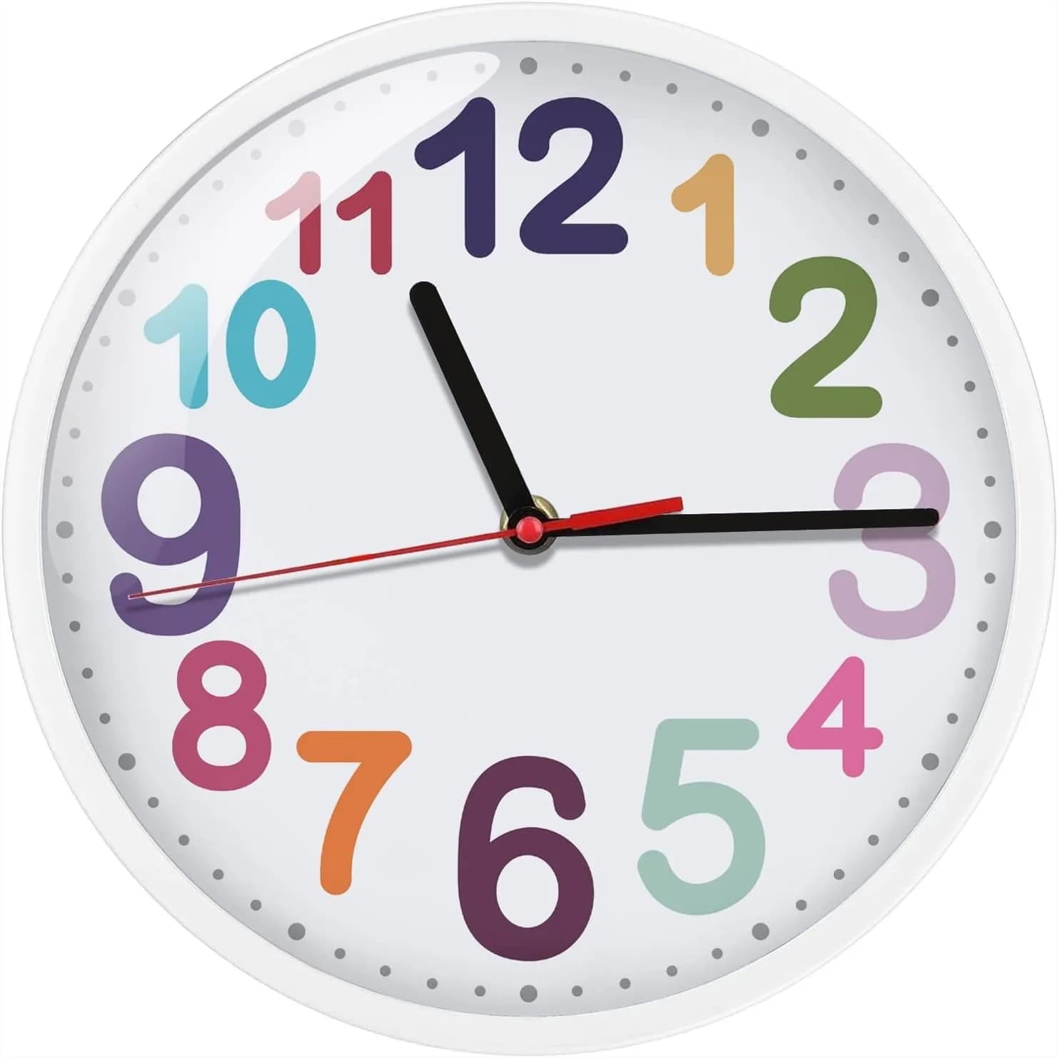 Orologio da Parete Silenzioso da 9 Pollici per Bambini, Orologio Educativo Colorato con Movimento Silenzioso, Facile da Leggere per Aula e Camera da Letto