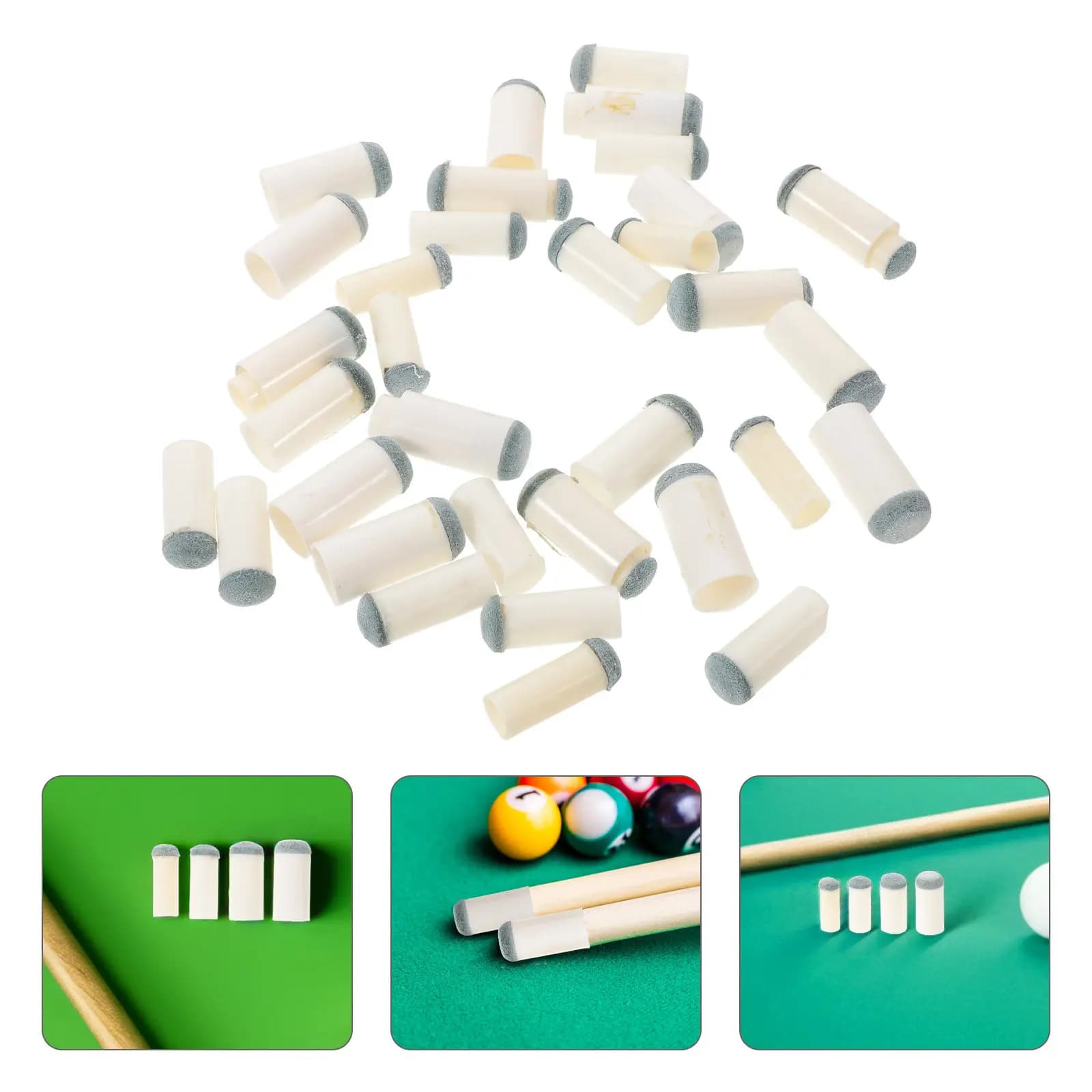 40 Pcs Billiard Cue Head Cover Pool Billiards Tips Cues Repair Replacement for Sticks