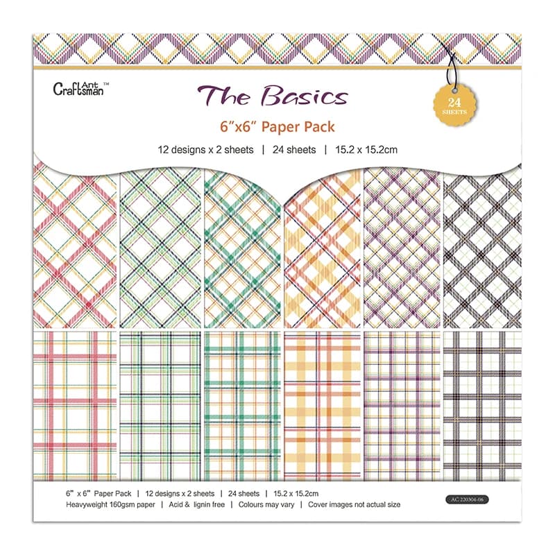 KSCRAFT 6" Single-side Printed Basic Gingham pattern creative papercraft art paper handmade scrapbooking kit set books